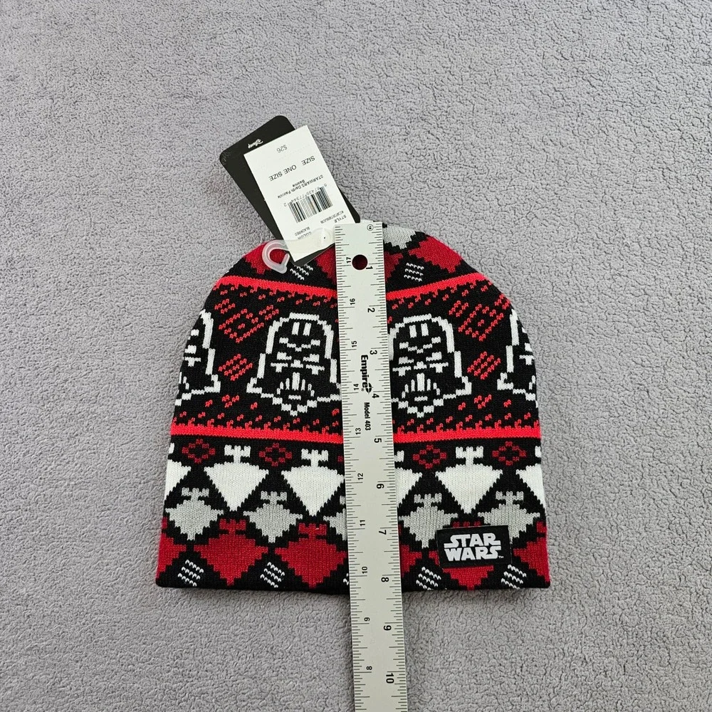 Star Wars Beanie‎ Hat Youth OS Black Fair Isle Knitted Darth Vader Winter Warm